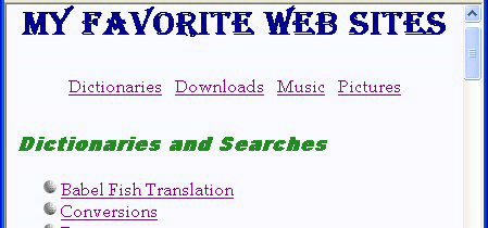 Top of the new links.htm page